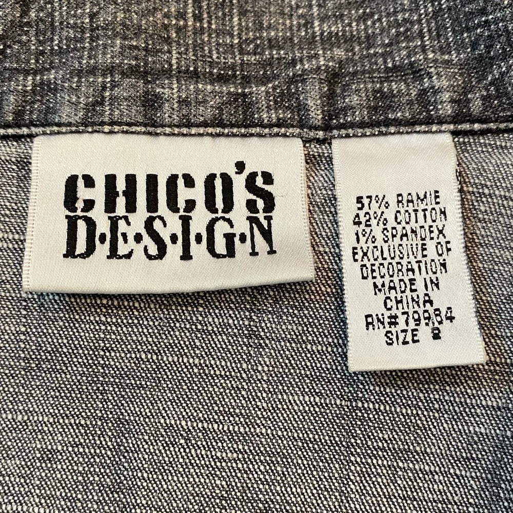 Vintage 90s Distressed Black Denim Jean Jacket Decorative Embroidery Grunge Y2K - Picture 6 of 9